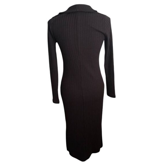 OLD NAVY POLO STYLE RIBBED BLACK MIDI DRESS SZ.S EUC. - Picture 7 of 9